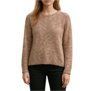 CHAPS Pink and White Slub Knit Sweater Soft Cotton Blend Coastal Size L